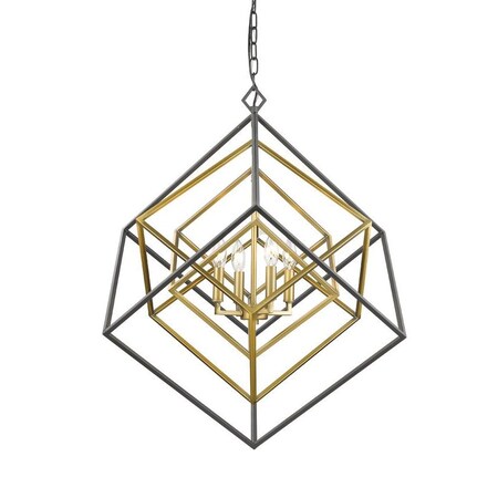 Z-Lite Euclid 4 Light Chandelier, Olde Brass + Bronze 457-4OBR-BRZ